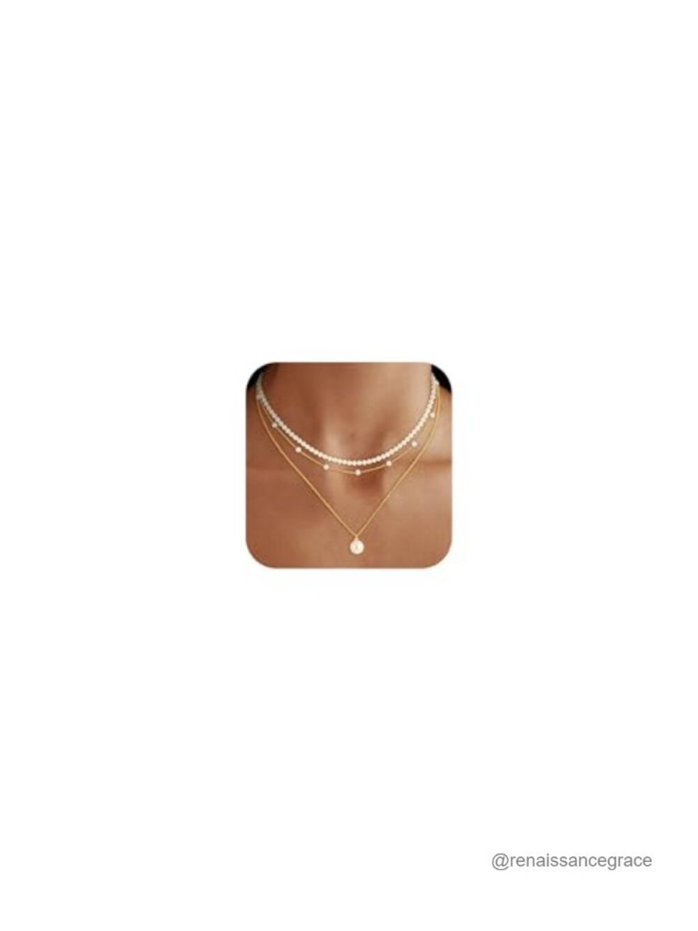 Pearl Necklace Set for Women 18K Gold Plated Trendy Layered Gift